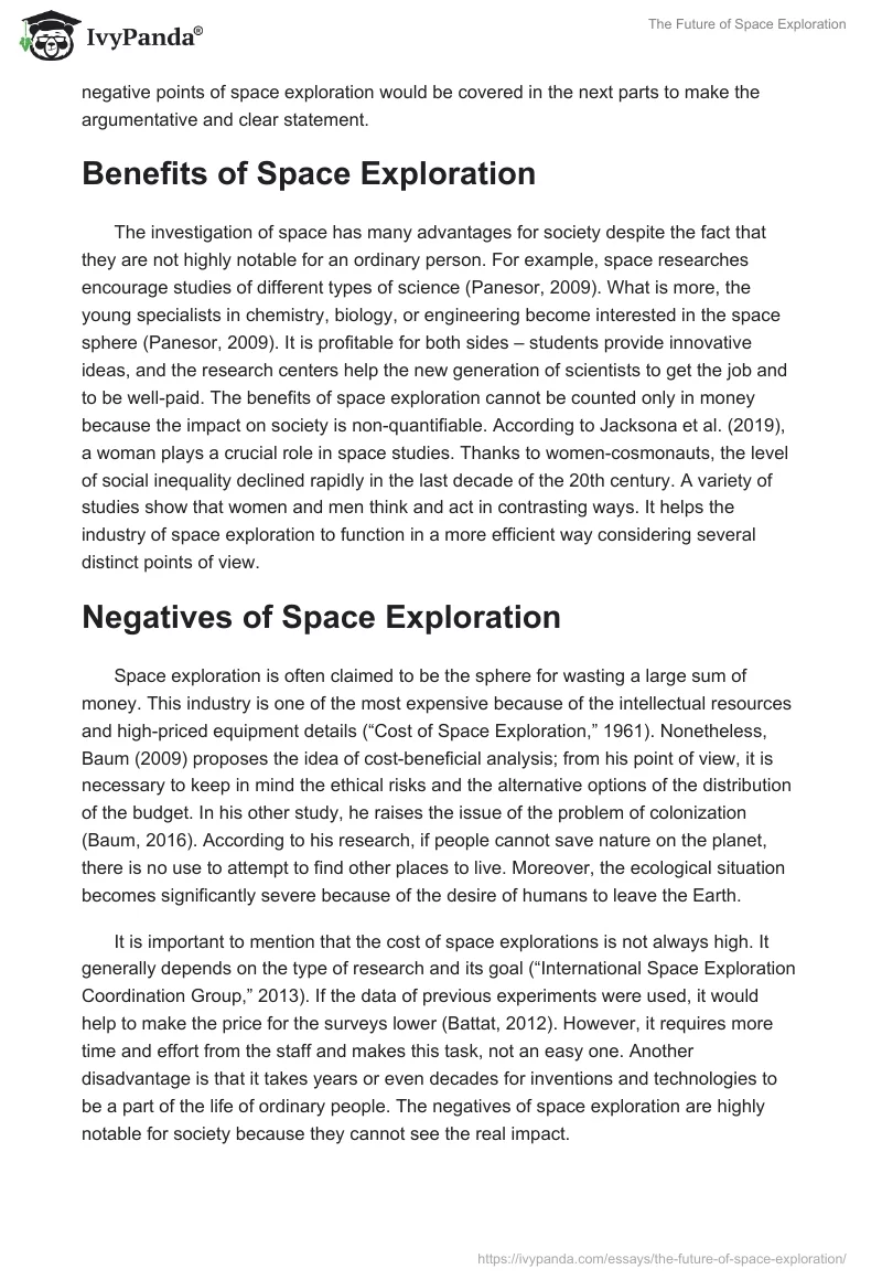 The Future of Space Exploration. Page 2