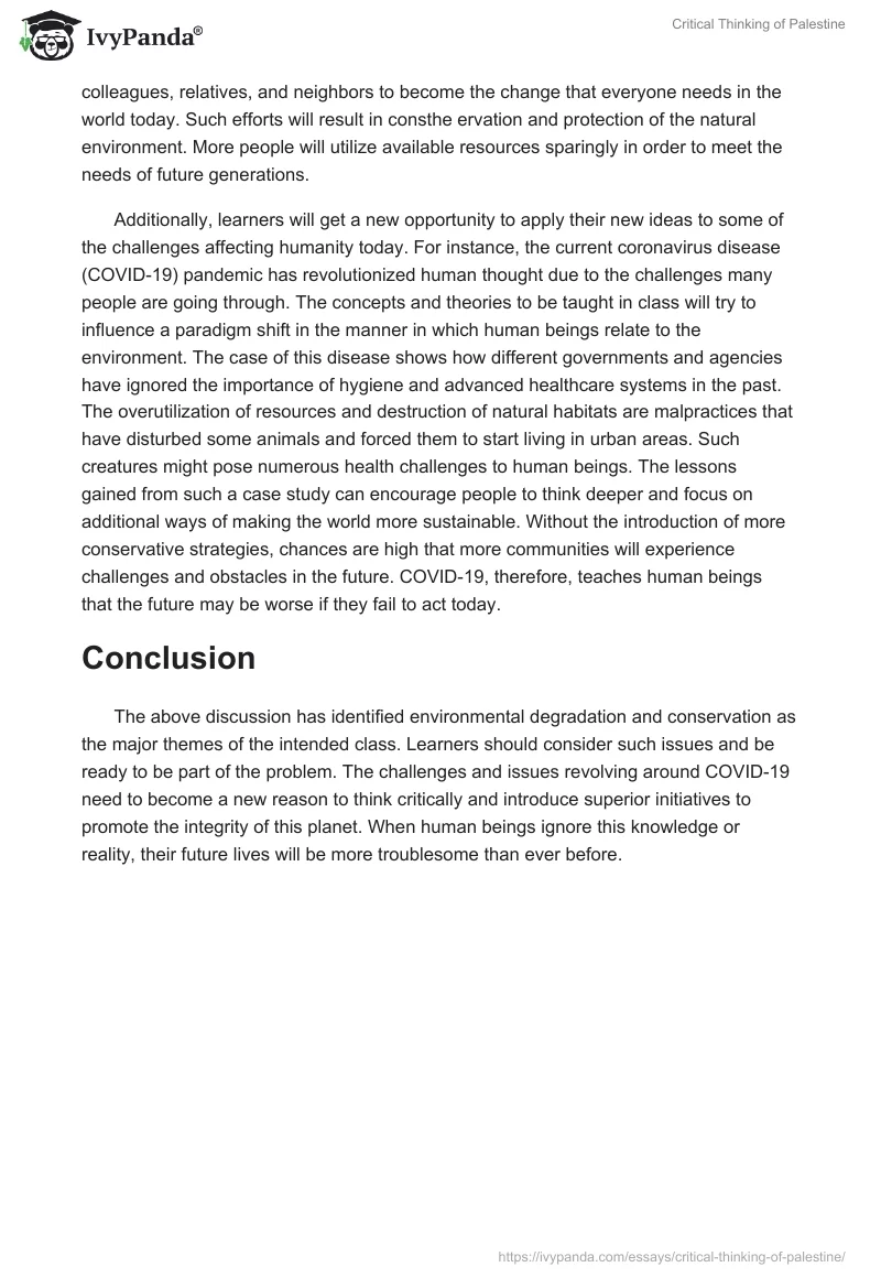 Critical Thinking of Palestine. Page 3