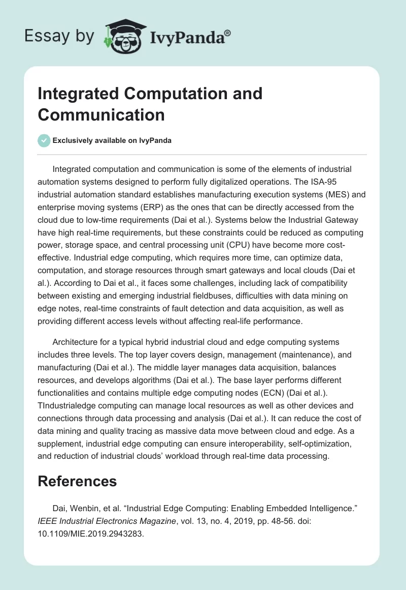 Integrated Computation and Communication. Page 1