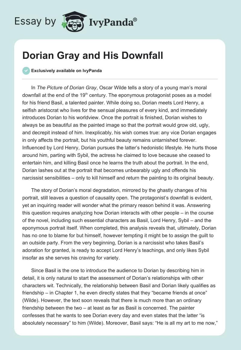 Dorian Gray and His Downfall. Page 1