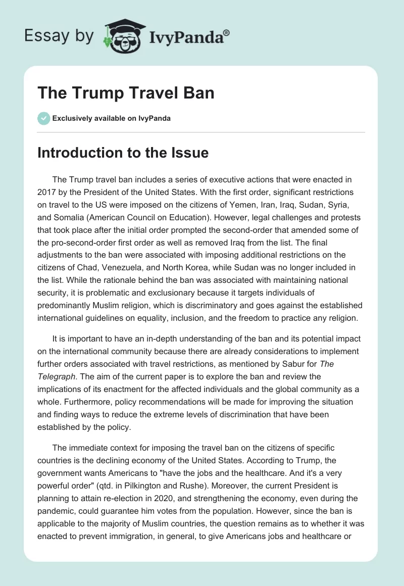 The Trump Travel Ban. Page 1