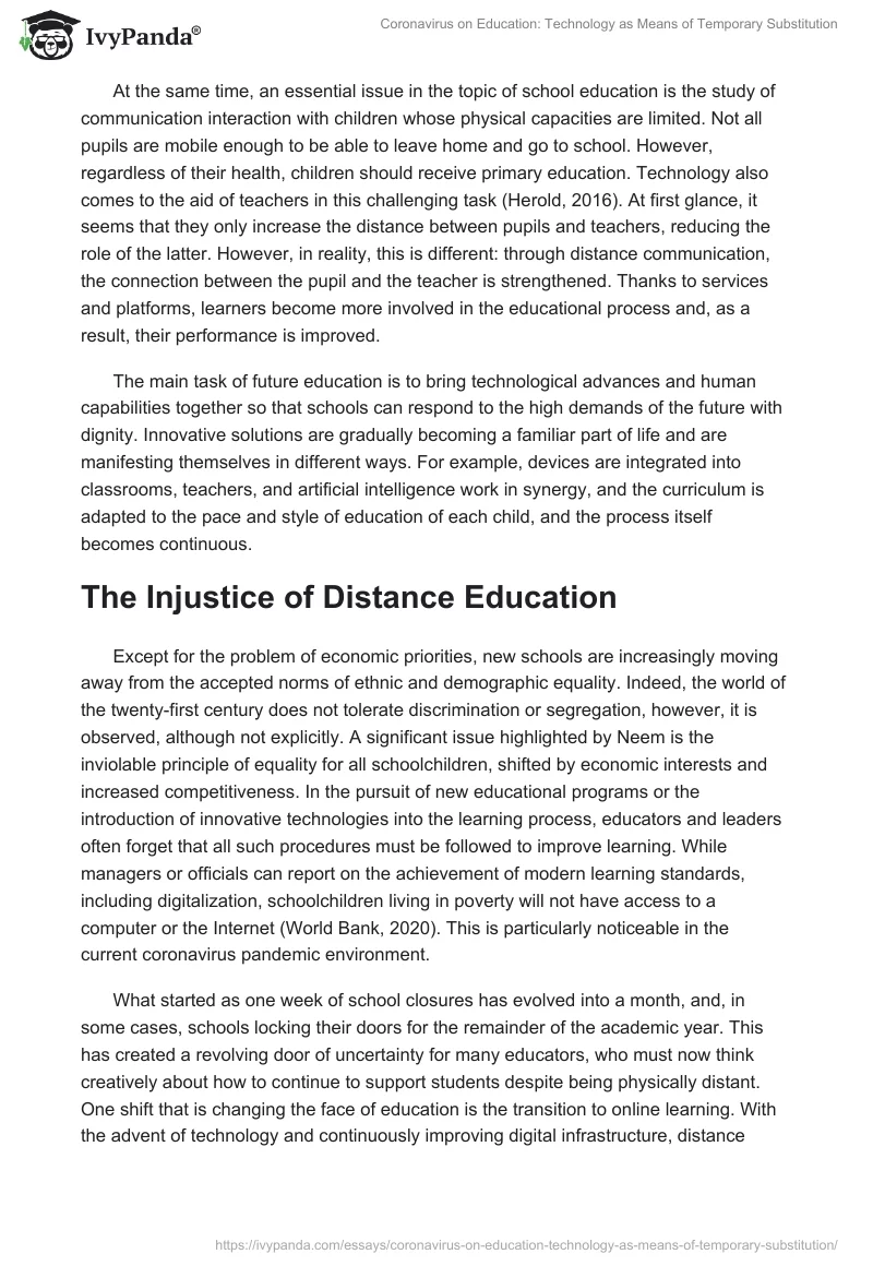 Coronavirus on Education: Technology as Means of Temporary Substitution. Page 2