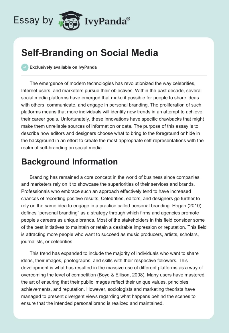 Self-Branding on Social Media. Page 1