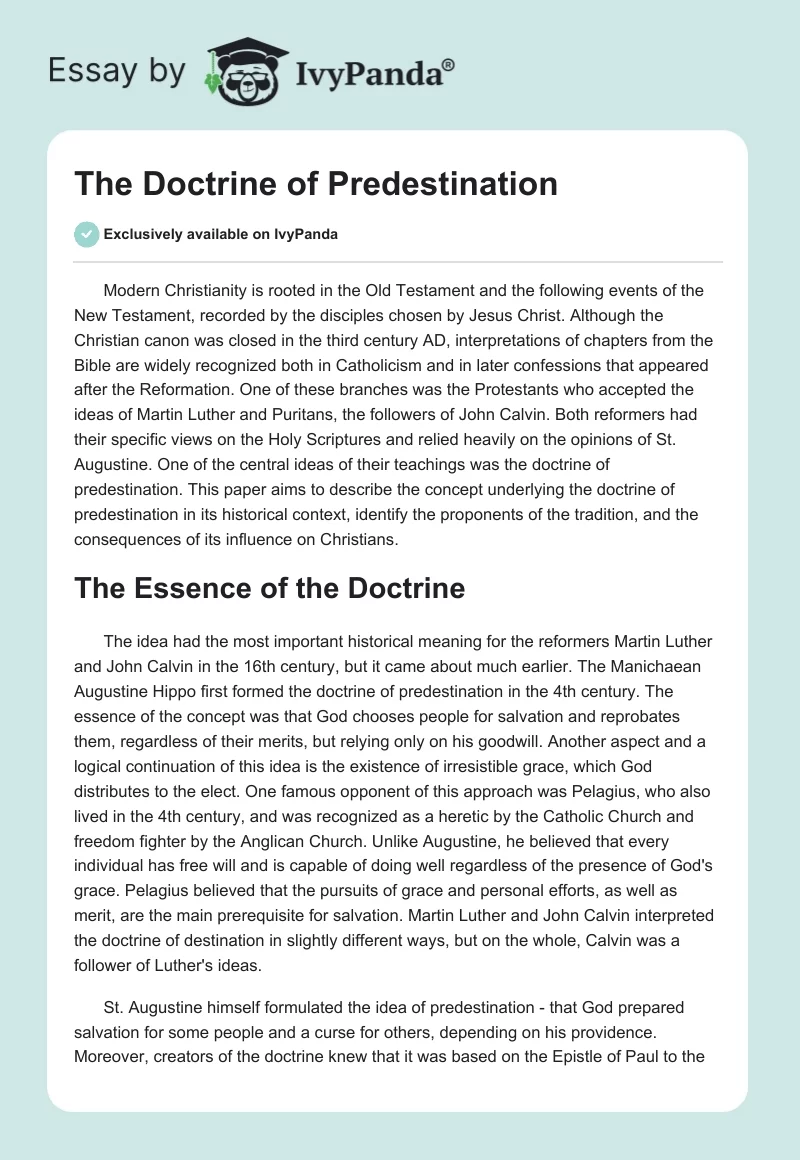 The Doctrine of Predestination. Page 1