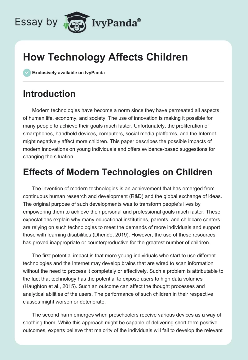 How Technology Affects Children. Page 1
