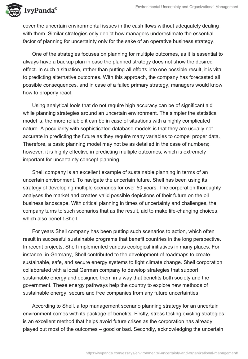 Environmental Uncertainty and Organizational Management. Page 2