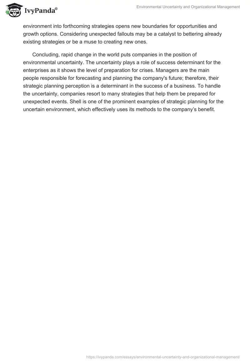 Environmental Uncertainty and Organizational Management. Page 3