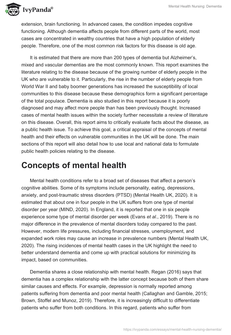 Mental Health Nursing: Dementia. Page 2