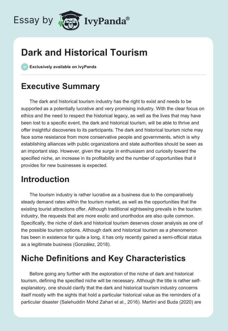 Dark and Historical Tourism. Page 1