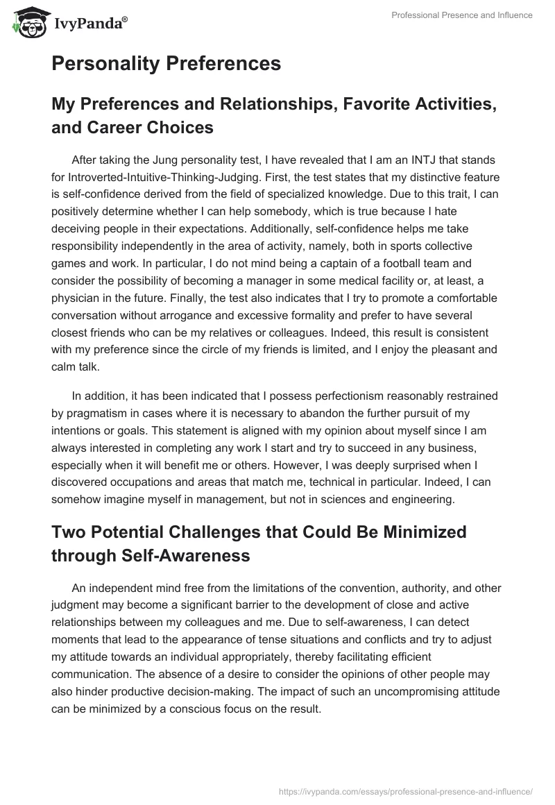 Professional Presence and Influence. Page 3