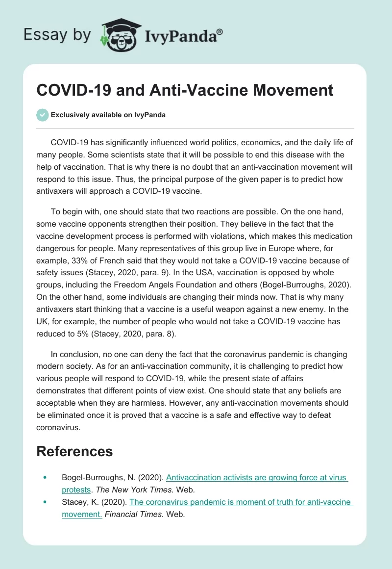 COVID-19 and Anti-Vaccine Movement. Page 1