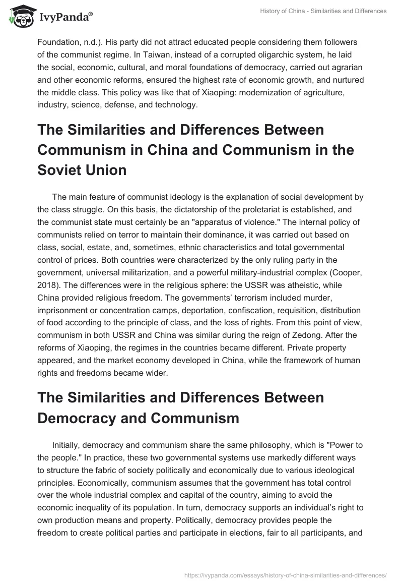 History of China - Similarities and Differences. Page 2