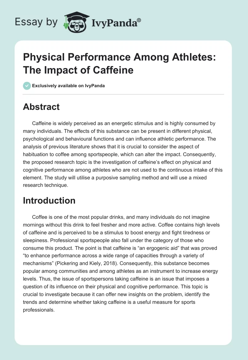 Physical Performance Among Athletes: The Impact of Caffeine. Page 1
