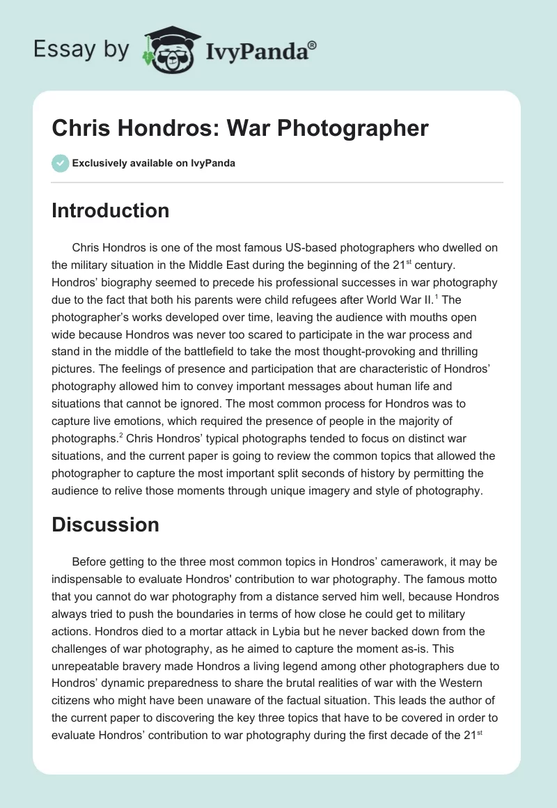 Chris Hondros: War Photographer. Page 1