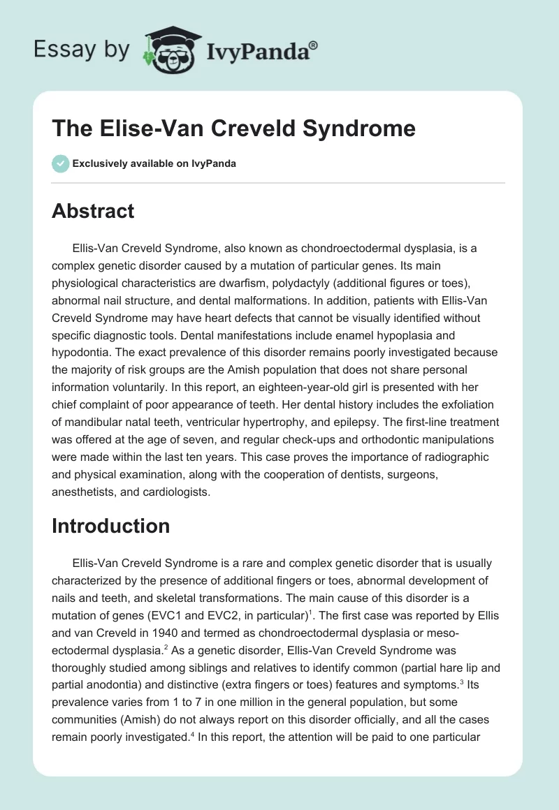 The Elise-Van Creveld Syndrome. Page 1