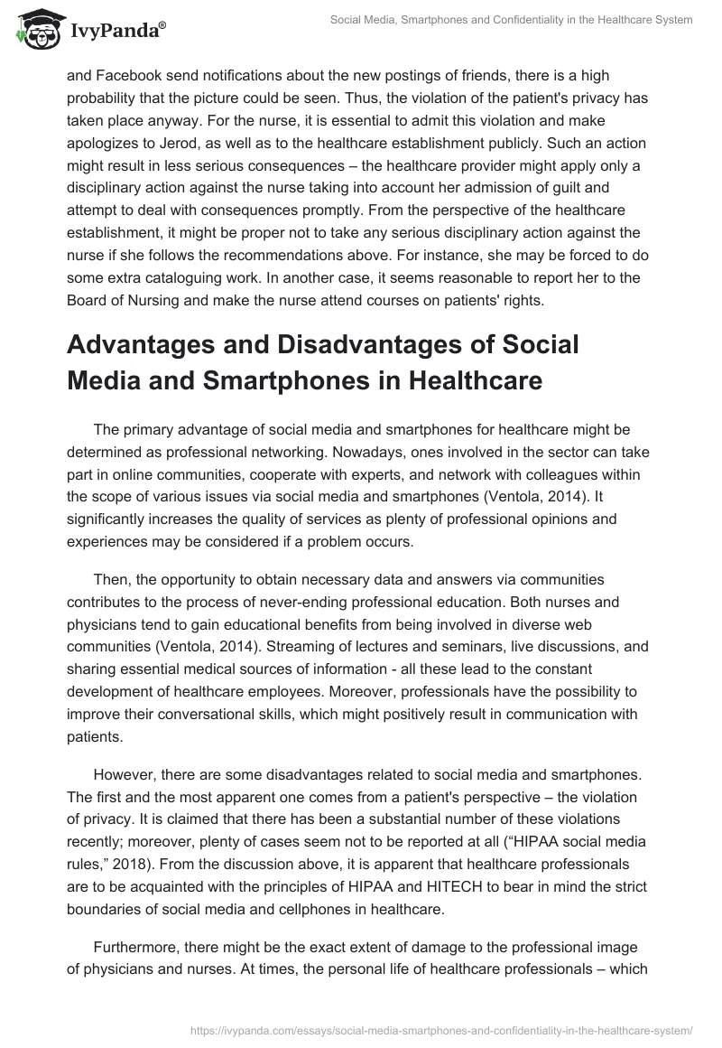 Social Media, Smartphones and Confidentiality in the Healthcare System. Page 3