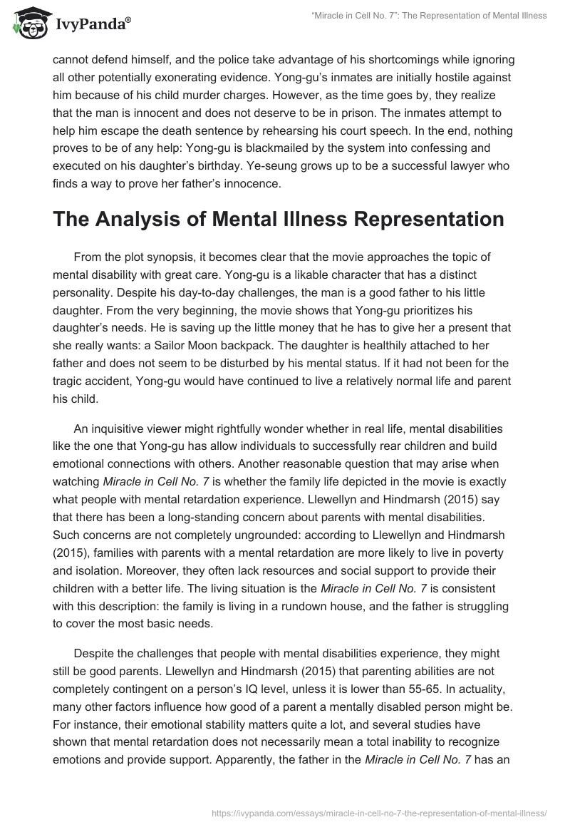 “Miracle in Cell No. 7”: The Representation of Mental Illness. Page 2
