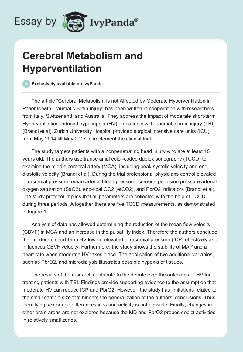 Cerebral Metabolism and Hyperventilation. Page 1