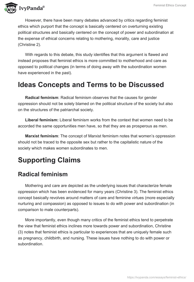 Feminist Ethics Concept. Page 2