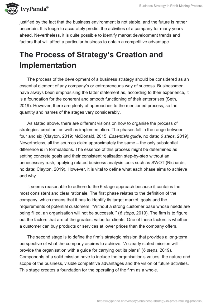 Business Strategy in Profit-Making Process. Page 3