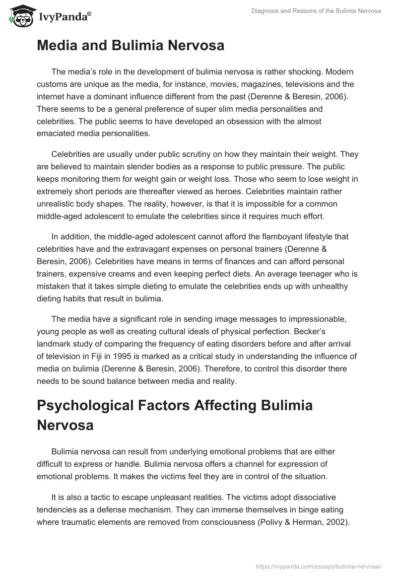 Diagnosis and Reasons of the Bulimia Nervosa. Page 4