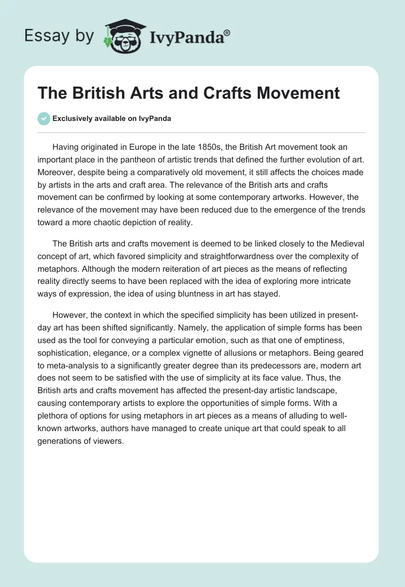 The British Arts and Crafts Movement. Page 1