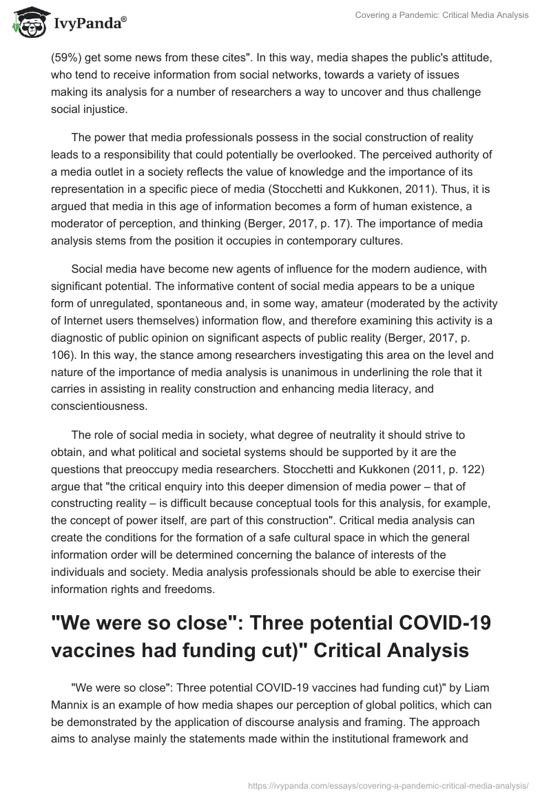 Covering a Pandemic: Critical Media Analysis. Page 3
