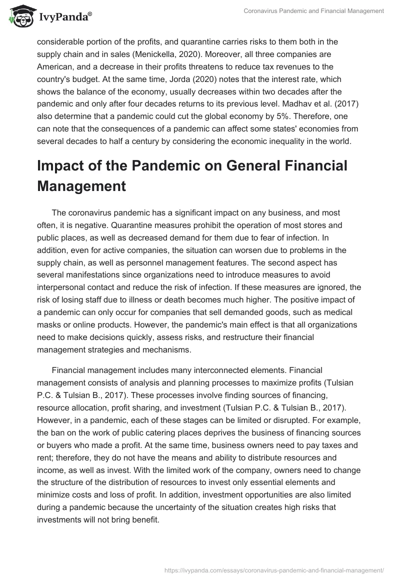 Coronavirus Pandemic and Financial Management. Page 3