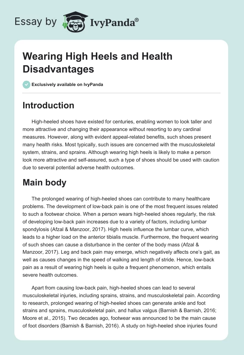 Wearing High Heels and Health Disadvantages. Page 1