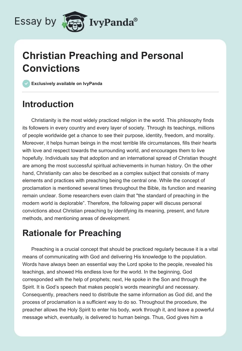 Christian Preaching and Personal Convictions. Page 1