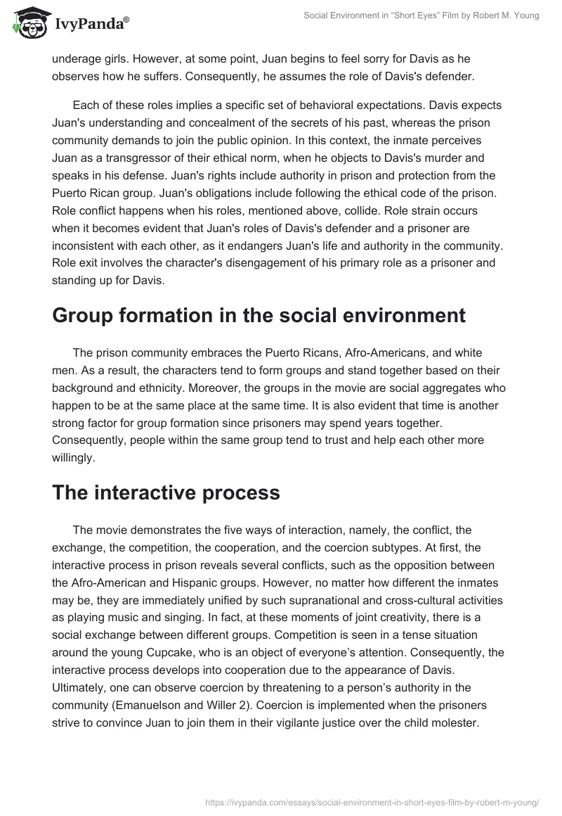 Social Environment in “Short Eyes” Film by Robert M. Young. Page 3