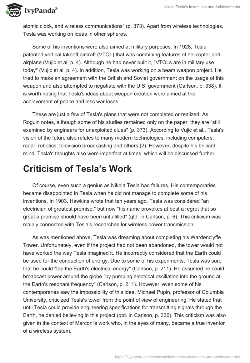 Nikola Tesla's Inventions and Achievements. Page 4