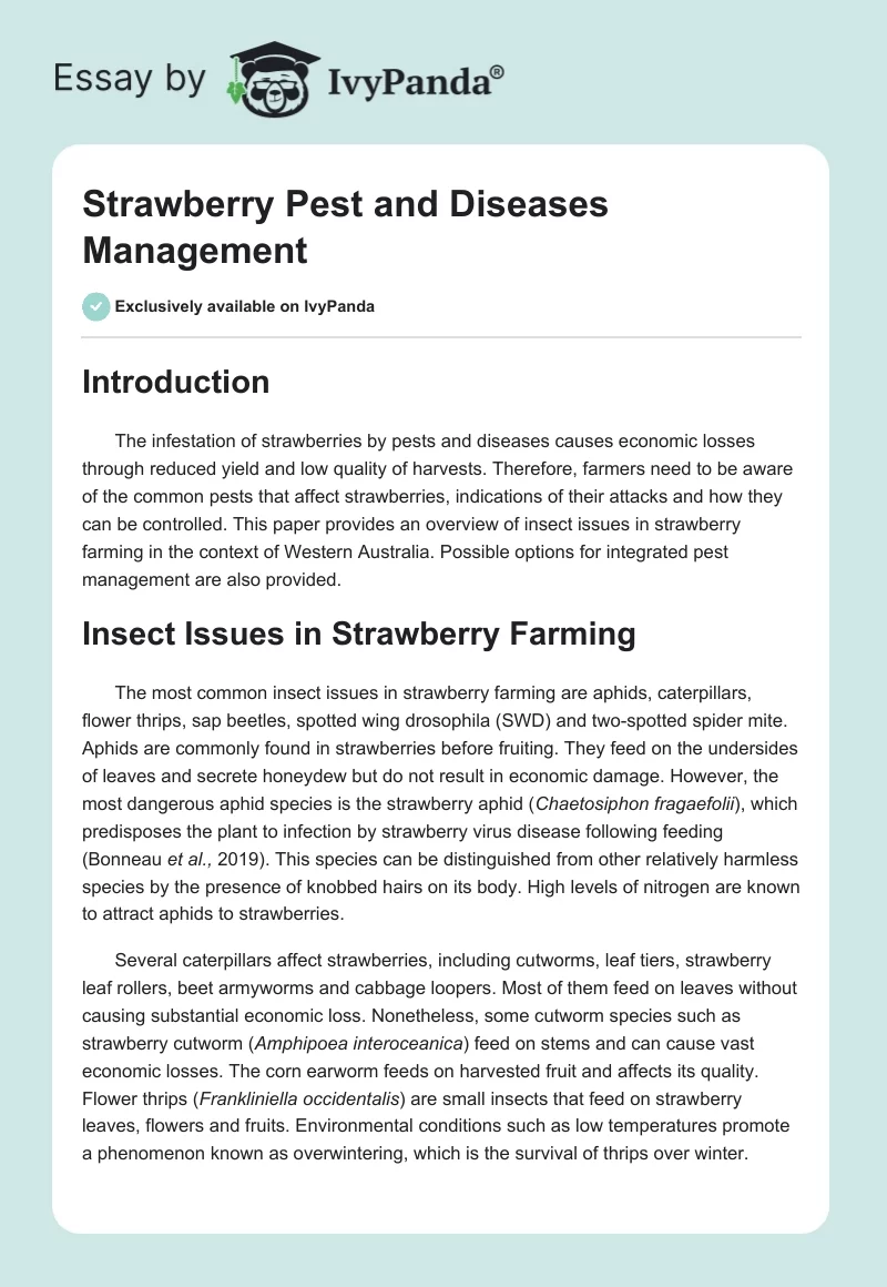 Strawberry Pest and Diseases Management. Page 1