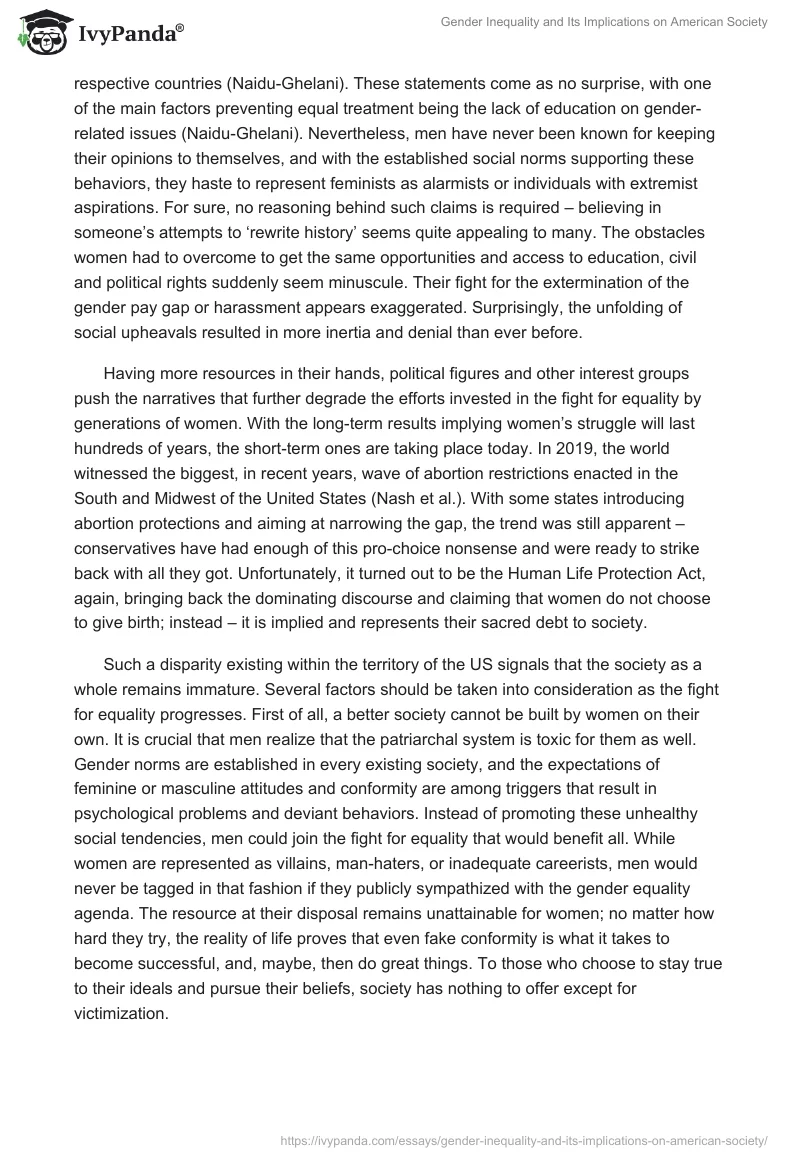 Gender Inequality and Its Implications on American Society. Page 2