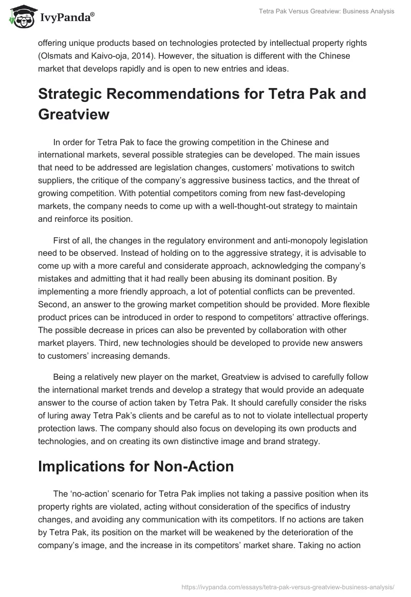 Tetra Pak Versus Greatview: Business Analysis. Page 5
