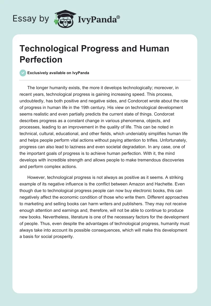 Technological Progress and Human Perfection. Page 1