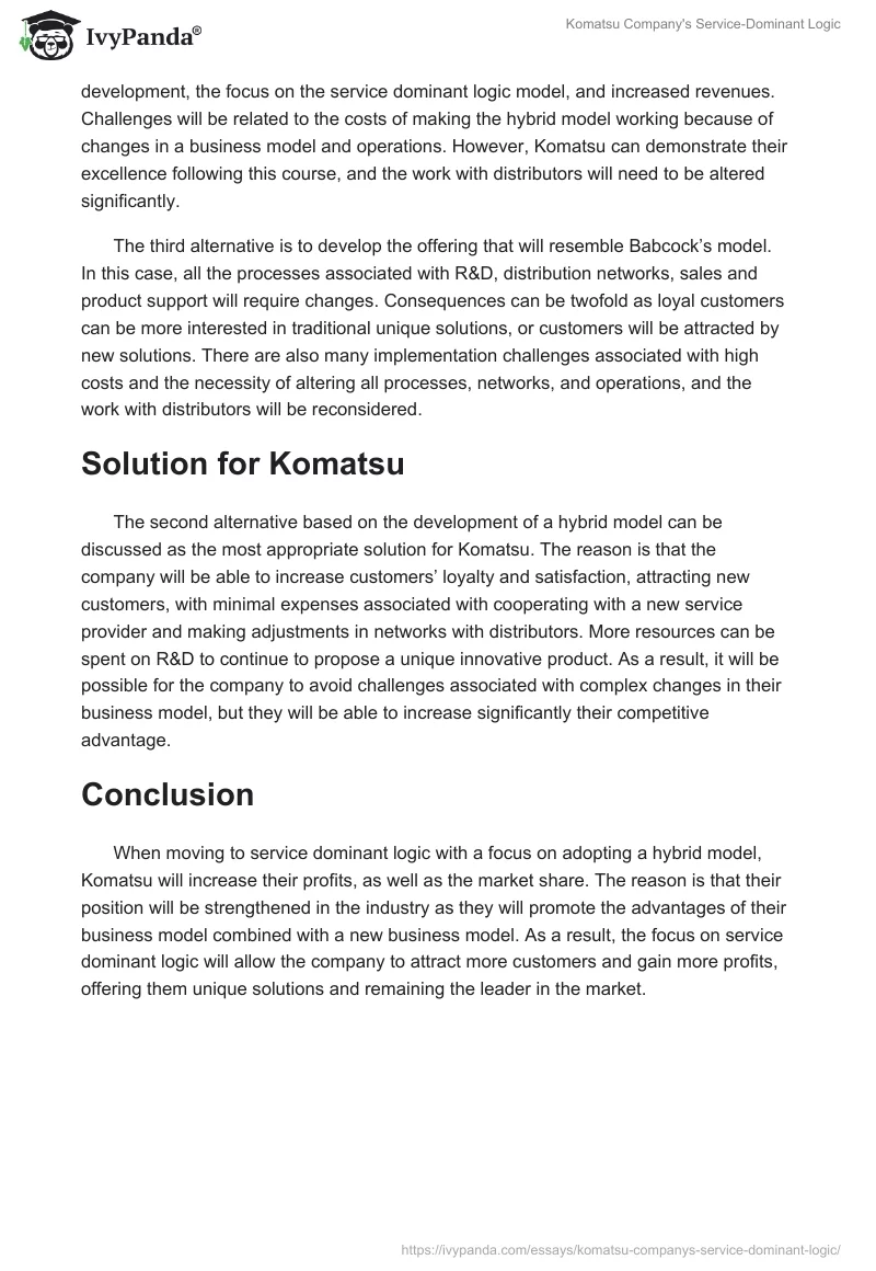 Komatsu Company's Service-Dominant Logic. Page 2