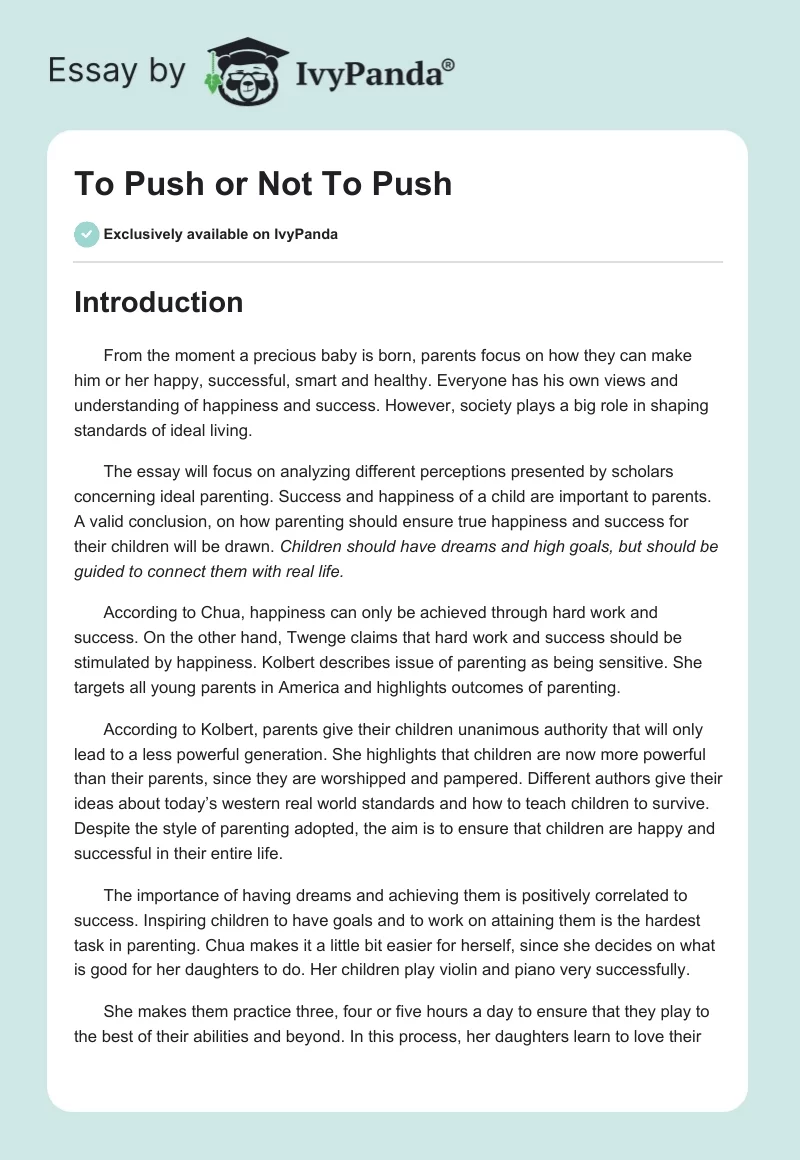 To Push or Not To Push. Page 1