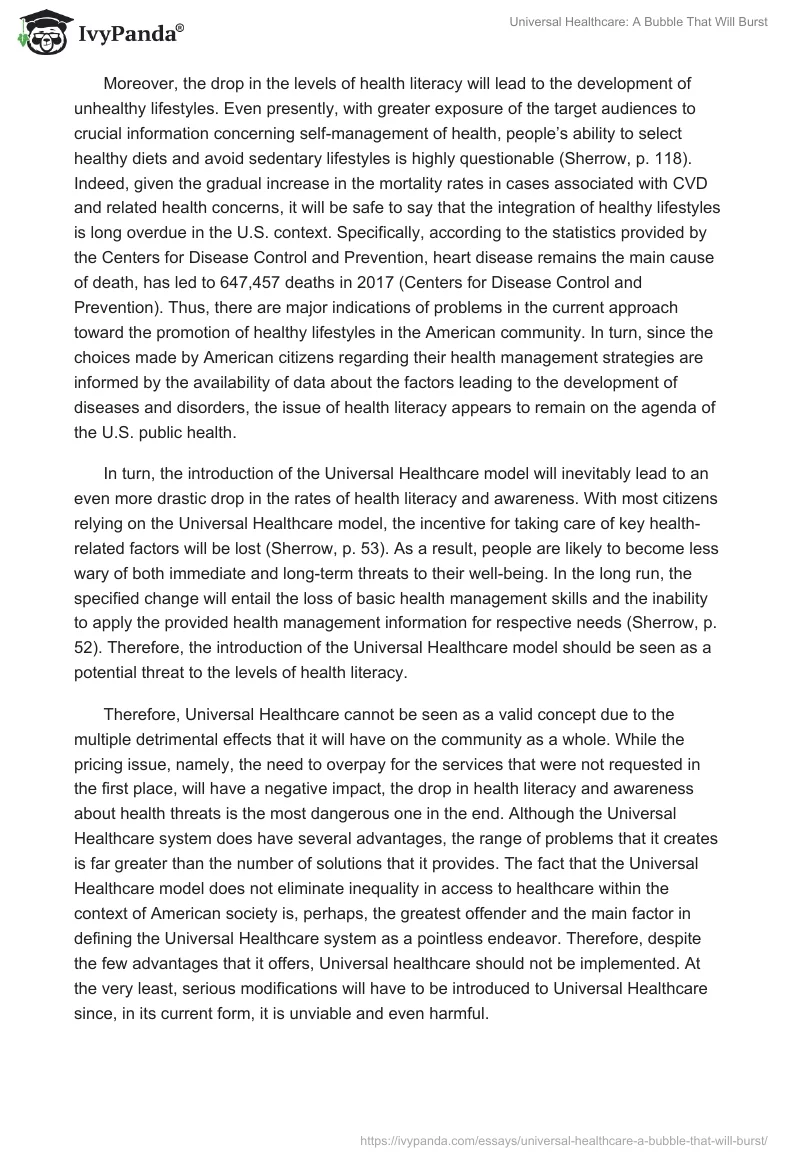 Universal Healthcare: A Bubble That Will Burst. Page 4