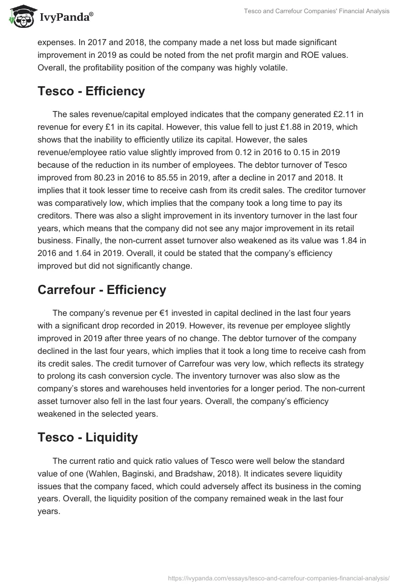Tesco and Carrefour Companies' Financial Analysis. Page 2