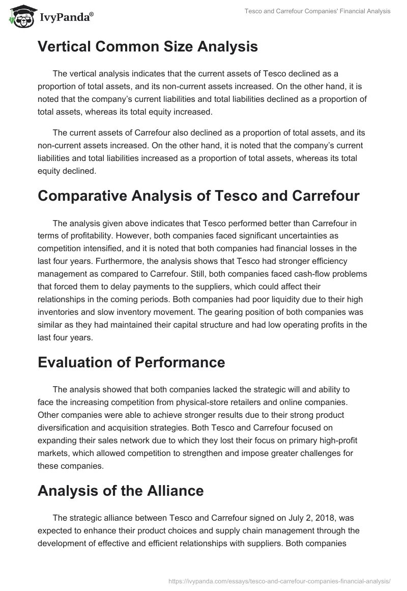 Tesco and Carrefour Companies' Financial Analysis. Page 4