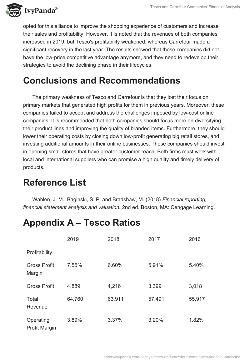 Tesco and Carrefour Companies' Financial Analysis. Page 5