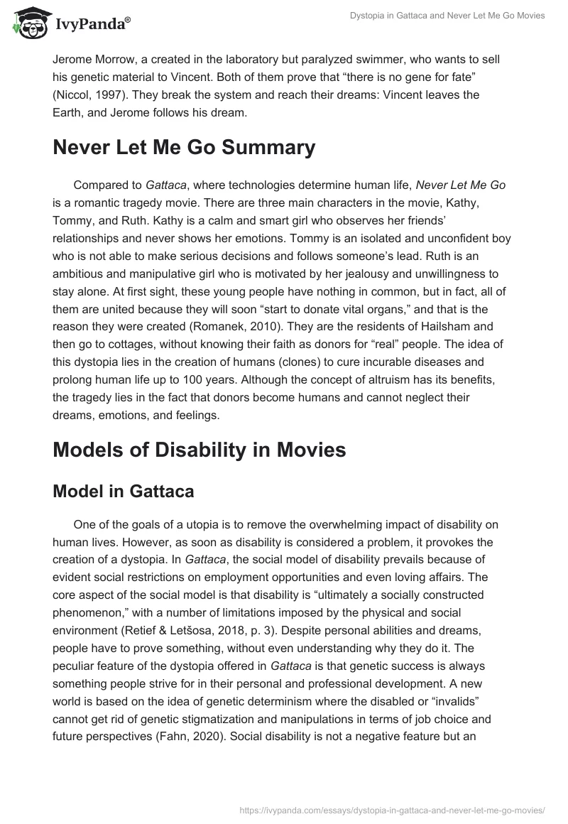 Dystopia in "Gattaca" and "Never Let Me Go" Movies. Page 2
