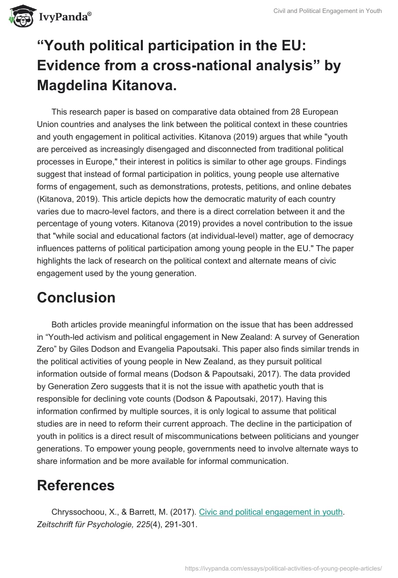 Civil and Political Engagement in Youth. Page 2
