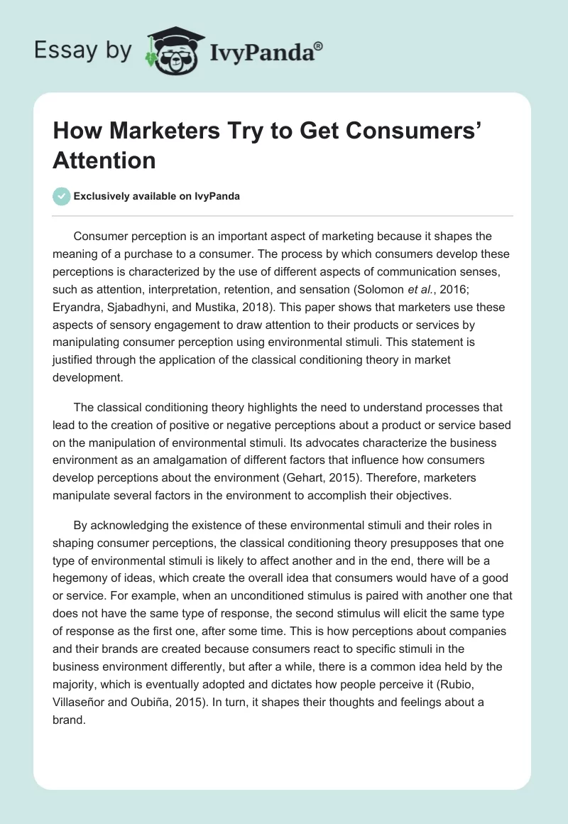 How Marketers Try to Get Consumers’ Attention. Page 1