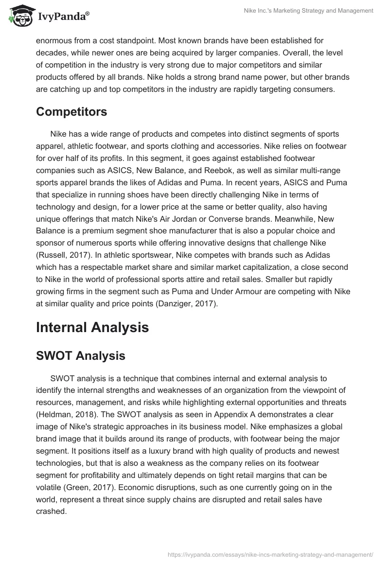 Nike Inc.'s Marketing Strategy and Management. Page 4