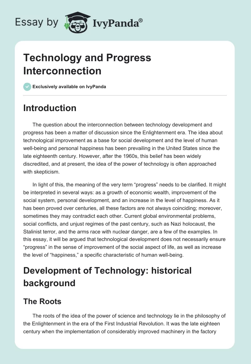 Technology and Progress Interconnection. Page 1