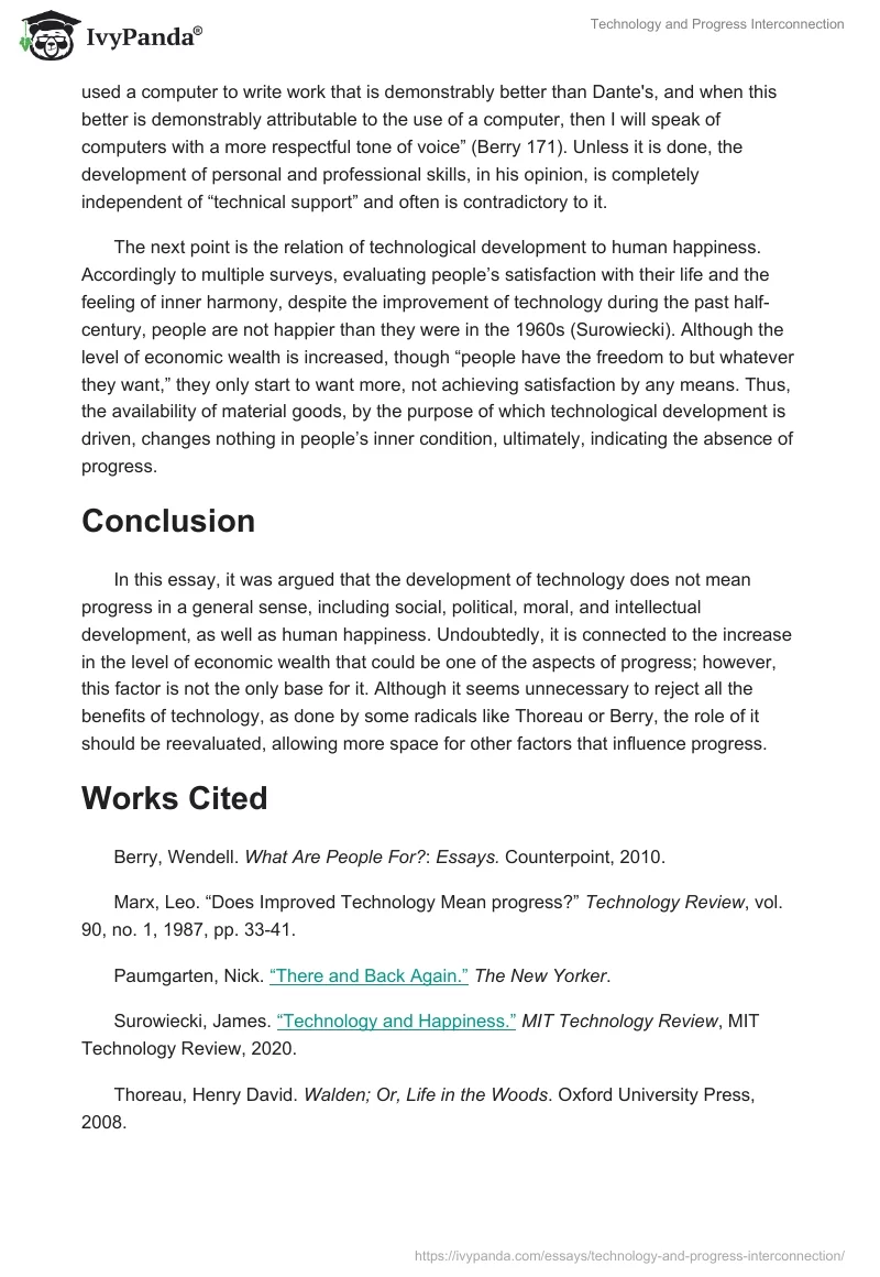 Technology and Progress Interconnection. Page 5