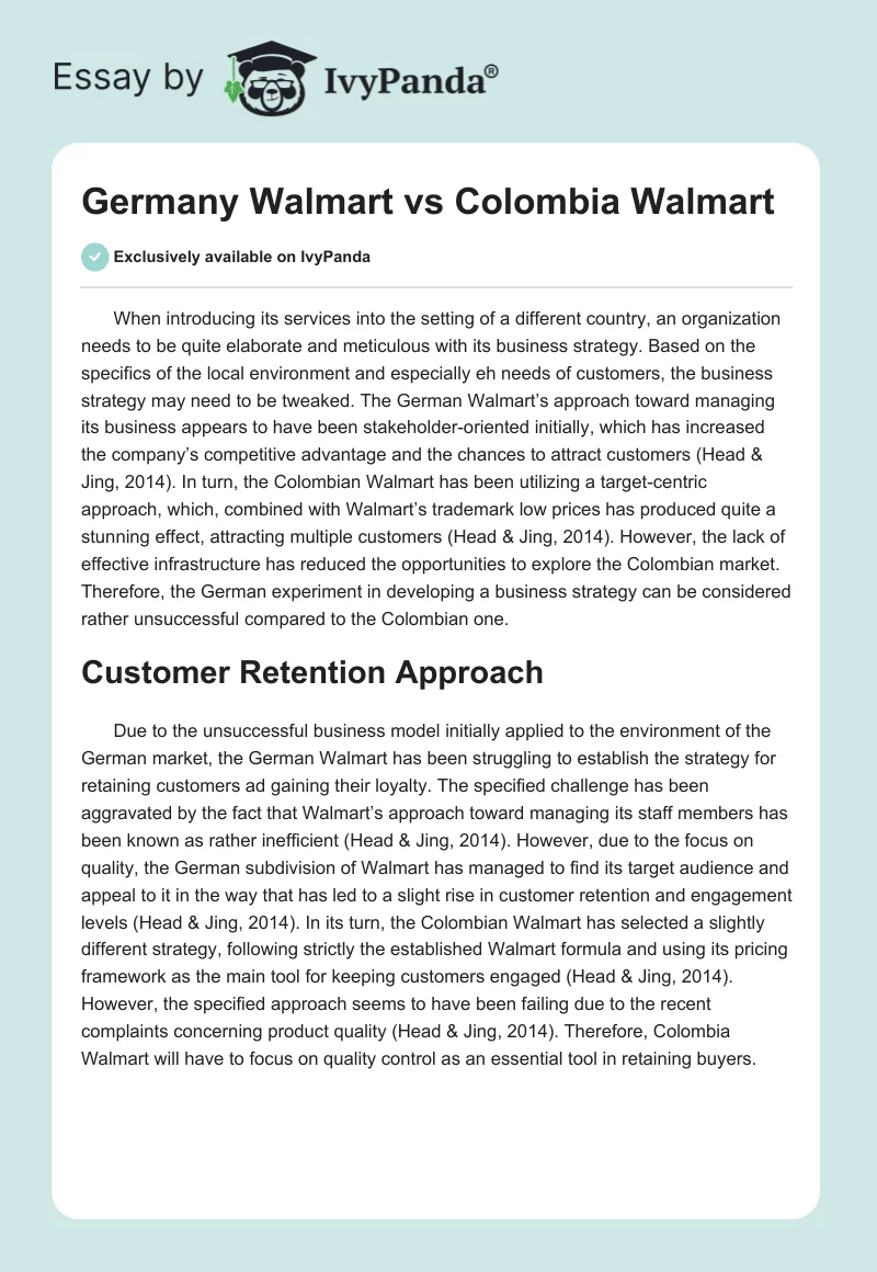Germany Walmart vs. Colombia Walmart. Page 1