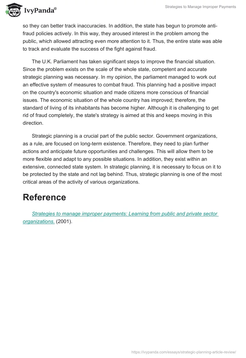 Strategies to Manage Improper Payments. Page 2